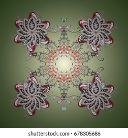 Snow on colorful background. Snowflake simple. Symbol of winter, Merry Christmas holiday, Happy New Year celebration Vector illustration. Abstract wallpaper, wrapping decoration.