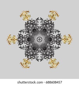 Snow on gray background. Abstract wallpaper, wrapping decoration. Snowflake simple. Symbol of winter, Merry Christmas holiday, Happy New Year celebration Vector illustration.