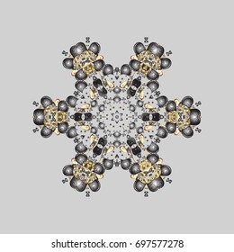 Snow on gray background. Abstract wallpaper, wrapping decoration. Snowflake simple. Symbol of winter, Merry Christmas holiday, Happy New Year celebration Vector illustration.
