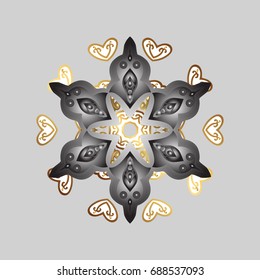 Snow on gray background. Symbol of winter, Merry Christmas holiday, Happy New Year celebration Vector illustration. Abstract wallpaper, wrapping decoration. Snowflake simple.