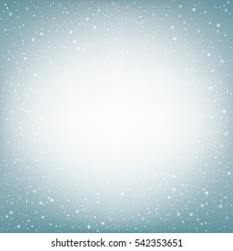 Lot of snow on light blue background. Many big and small snowflake. Christmas and New Year backdrop