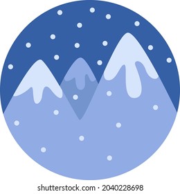 Nieve sobre montaña, ilustración, vector, sobre fondo blanco.