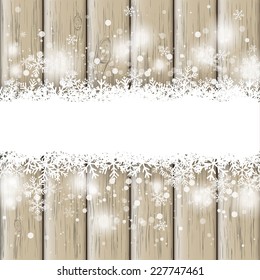 Snow on the wooden background. Eps 10 vector file.