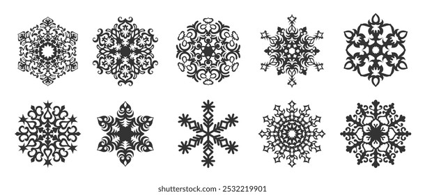 Conjunto de iconos de adorno de nieve Vector
