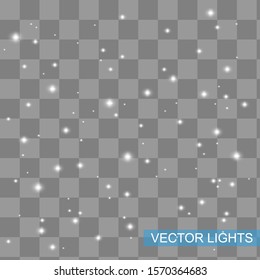 Snow overlay on transparent background. Vector illustration of falling snowflakes isolated.