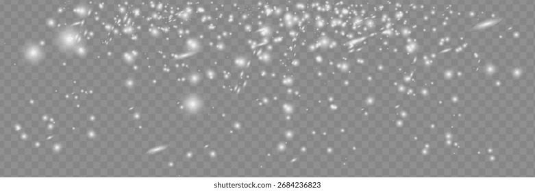 Schneedecke auf transparentem Hintergrund. Vektorgrafik von fallenden Schneeflocken einzeln.