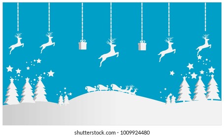 Snow paper art background