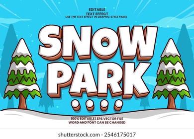 Snow Park editable text effect Flat cartoon style