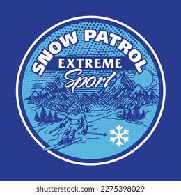 Snow Patrol Extreme Sport Ski Illustration Winter Logo Design