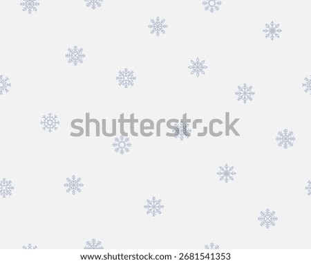 Snow pattern, seamless design with snowflakes. Endless winter background, Christmas texture, repeating print. Festive seasonal snowy backdrop for textile, wrapping, wallpaper. Flat vector illustration
