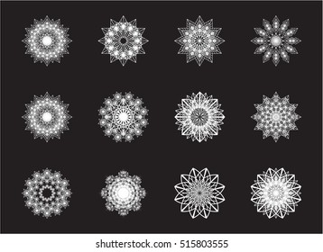 snow pattern, the stylized vector fractal snowflakes