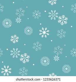 Snow pattern. Vector seamless pattern with snowflakes. Festive Christmas and New Year background. Winter illustration eps10