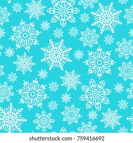 Snow pattern. Vector seamless pattern with snowflakes. Festive Christmas and New Year background. Winter illustration
