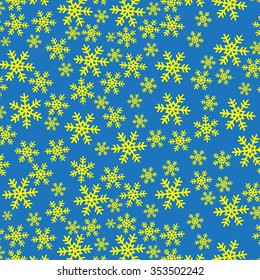 Snow pattern yellow on blue background vector illustration fro Merry Christmas and Happy New Year festival holiday.
