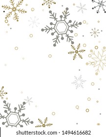 Snow patterns on Christmas and New Year. Vector gray and gold.