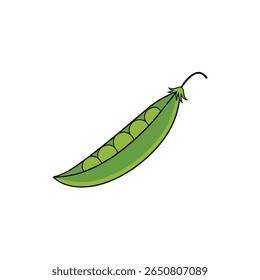 Snow peas pod with visible peas clean green modern style Vector illustration