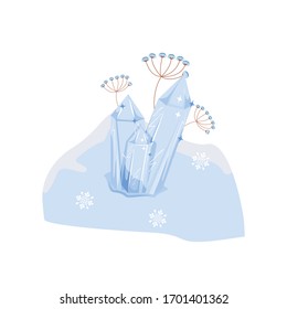 Schneehaufen Cartoon Vektorillustration Illustration. Wintersaison. Kalte, saisonale Schneeflocke. Heiserfrost leuchten. Eisenstein. Schneeflocke flaches Farbobjekt. Frostkristalle einzeln auf weißem Hintergrund