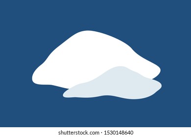 Snow pile set. Ice winter design. White blue design snow template. Snowy frame decoration isolated blue background. Contour outline cap. Christmas, New Year frozen ice texture Vector illustration