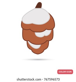 Snow pine cone color flat icon for web adn mobile design