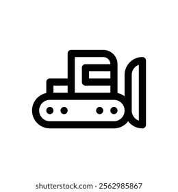 Snow plough. Editable stroke vector icon.