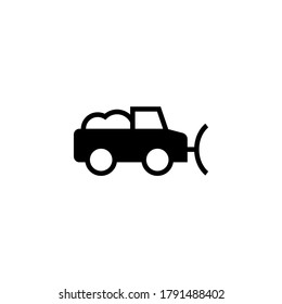 Snow plow icon in black flat glyph, filled style isolated on white background
