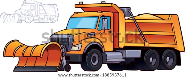 Snow Plow Truck Illustration Isolated On Stock Vector (Royalty Free ...