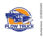 Snow Plow truck vector badge design logo, good for snow plow truck business company logo