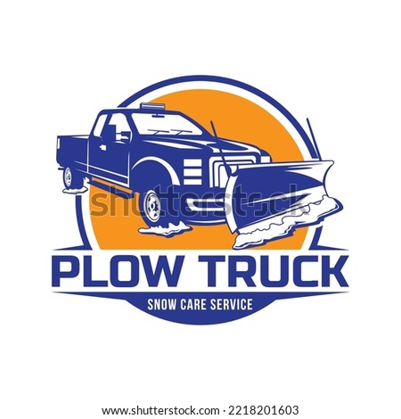 Snow Plow truck vector badge design logo, good for snow plow truck business company logo Foto d'archivio © 