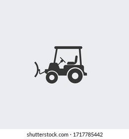 Snow plow truck vector icon illustration sign