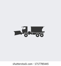 Snow Plow Truck Vector Icon Illustration Sign