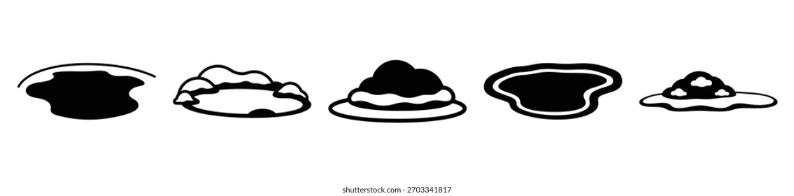 Diseño del Vector del estanque de la nieve con la silueta negra y el fondo blanco