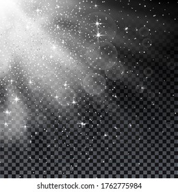 Snow powder. White explosion of snow and light, design elements for christmas, new year holidays on dark background. White explosion and powder. Vector illustration of burst