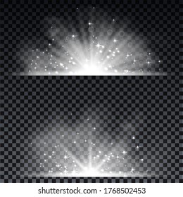 Snow powder. White explosion of snow and light, design elements for christmas, new year holidays on dark background. White explosion and powder. Vector illustration of burst