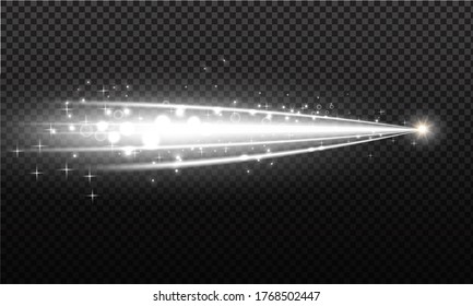 Snow powder. White wind of snow and light trail, design elements for christmas, new year holidays on dark background. White waved trail and powder. Vector illustration