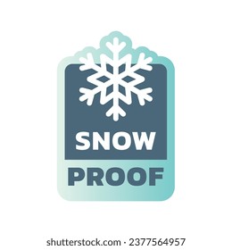 Etiqueta vectorial a prueba de nieve. Material resistente a la nieve o pegatina de tela.