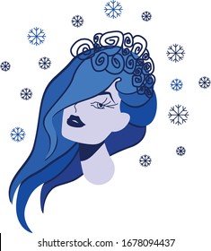 Snow Queen illustration for children. Winter girl