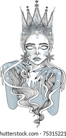 The Snow Queen - Tattoo Art - Stylized Vector Illustration