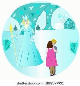 The Snow Queen,Gerda and Kai in the palace of Snow Queen  