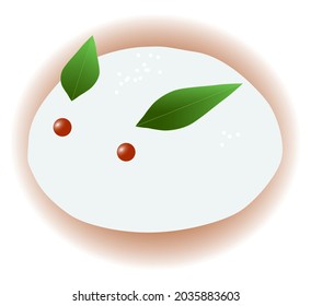 Snow rabbit made of nandina leaves, fruits and snow