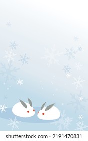 Conejos de nieve e imágenes de invierno, ilustración vectorial