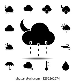 snow or rain, cloud, moon icon. Simple glyph vector of weather set for UI and UX, website or mobile application