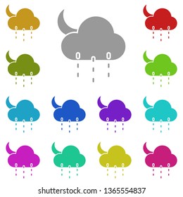 snow or rain, cloud, moon multi color icon. Simple glyph, flat vector of Weather icons for UI and UX, website or mobile application