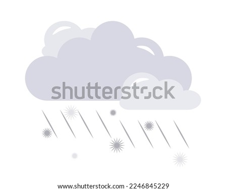 Snow, rain and clouds. Winter, snow cloud, rain and snowflakes. Icons for website, weather app, meteorology, weather forecasts. Icon denoting mixed weather, snow and rain. Vector flat illustration