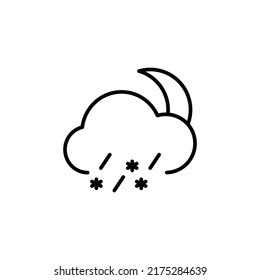 snow rain night editable outline icon, weather icon