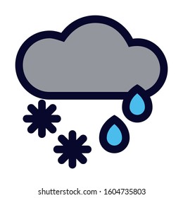 Snow and Rain. Simple Vector Color Icon.