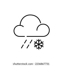 Snow with rain weather forecast. Pixel perfect, editable stroke simple line icon
