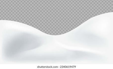 Snow realistic landscape background. 3D realistic snow background. Snow drifts isolated on transparent background.
