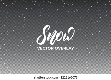 Snow. Realistic snow overlay background. Winter Christmas and New Year snow decoration.