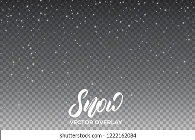 Snow. Realistic snow overlay background. Winter Christmas and New Year snow decoration.