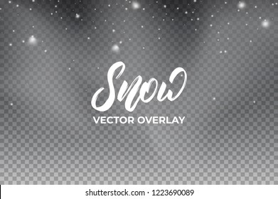 Snow. Realistic snow overlay background. Winter Christmas and New Year snow decoration.